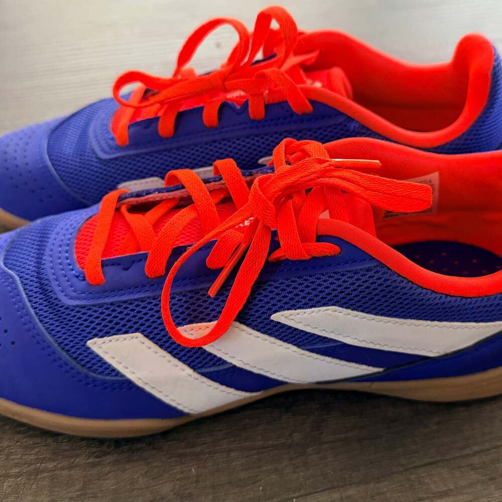 Adidas Indoor Soccer Shoes Blue/Orange Gum Sole Sneakers Size 6